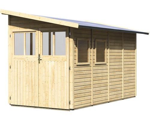 Abri de jardin en bois avec double porte et fenêtres