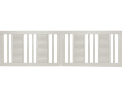 Portail double Konsta Fenris sans fraisage pour serrure 300 x 90 cm blanc crème Portail de jardin en bois avec insert à lamelles