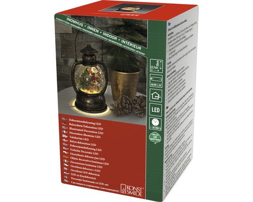 Emballage d''une lampe décorative à LED avec un motif de boule à neige