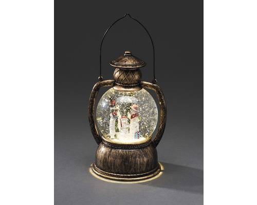 Lanterne boule à neige décorative avec figurines de bonhommes de neige