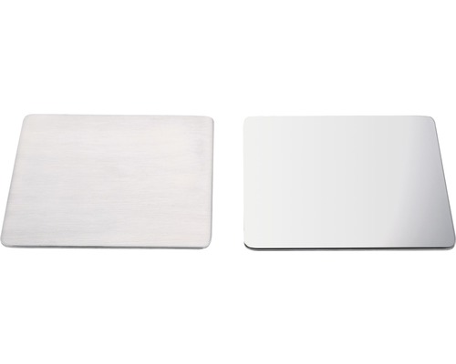 Deux plaques carrées en acier inoxydable