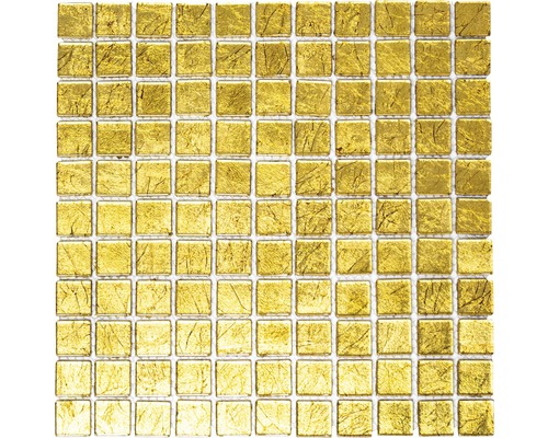 Glasmosaik Quadrat Crystal XCM8GO15 uni gold 30x30 cm Quadratische Mosaikfliesen, geeignet für Wand- und Bodenbeläge.