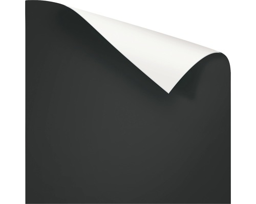 Film autocollant noir avec film protecteur blanc amovible.