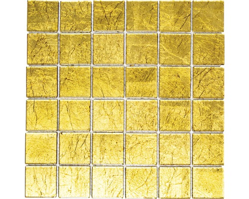 Glasmosaik Quadrat Crystal XCM8GO25 uni gold 30x30 cm Quadratische Mosaikfliese mit Golddekor