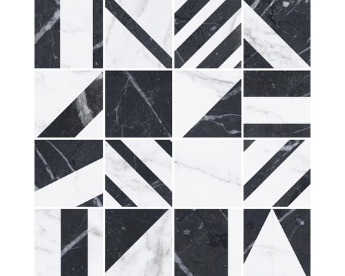 Feinsteinzeug Mosaik Velvet-Geo negro 30x30 cm