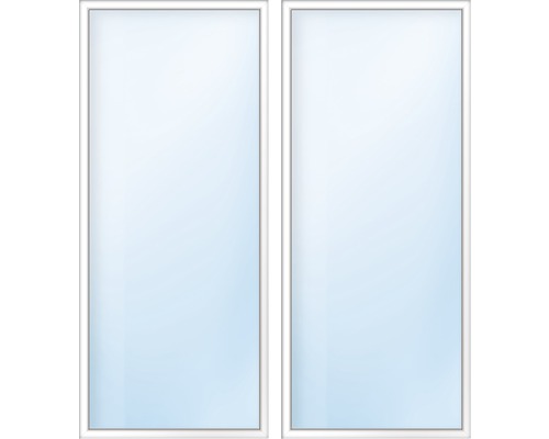 Porte de balcon 2 vantaux avec montant vertical verre de sécurité trempé ARON Basic blanc 1550x1900 mm