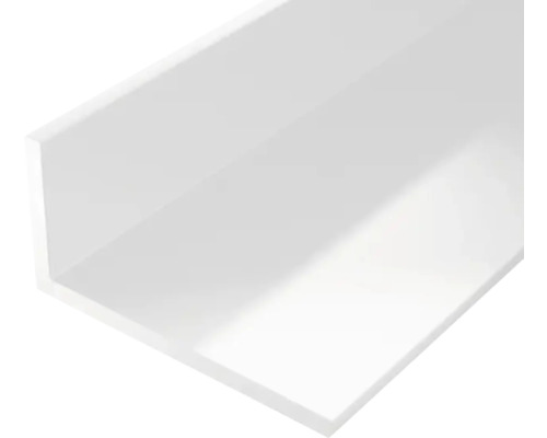 Profilé d'équerre PVC 20 x 10 x 1,5 mm, 1 m, isocèle blanc