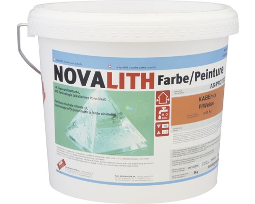 KABE Silikatfarbe Novalith AS-Protect Aussen weiss 5 kg Eimer Novalith Farbe/Peinture AS-PROTECT KABEmix P/Weiss 5 Kilogramm
