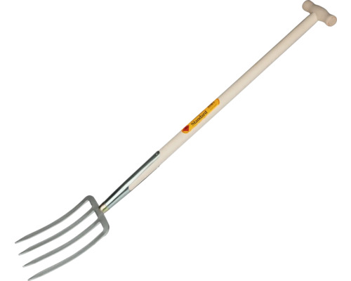 Fourche de jardin avec manche en bois et quatre dents