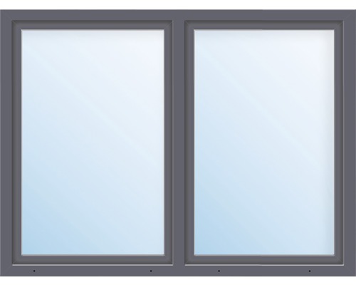 Fenêtre en plastique 2 battants avec montant vertical verre de sécurité trempé ARON Basic blanc/anthracite 1050x1400 mm