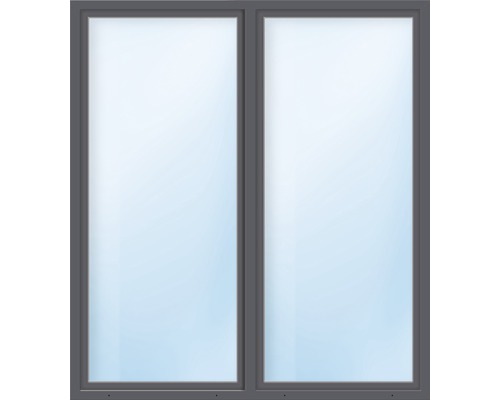 Porte de balcon 2 vantaux avec montant vertical verre de sécurité trempé ARON Basic blanc/anthracite 1600x1900 mm