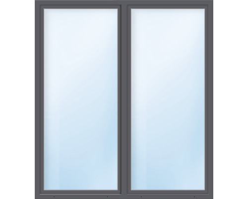 Porte de balcon 2 vantaux avec montant vertical verre de sécurité trempé ARON Basic blanc/anthracite 1600x2050 mm