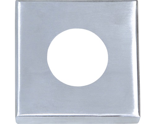 Rosace de recouvrement 81x81x16 mm Montage par le haut acier inoxydable V4A Rosace carrée en métal avec découpe ronde