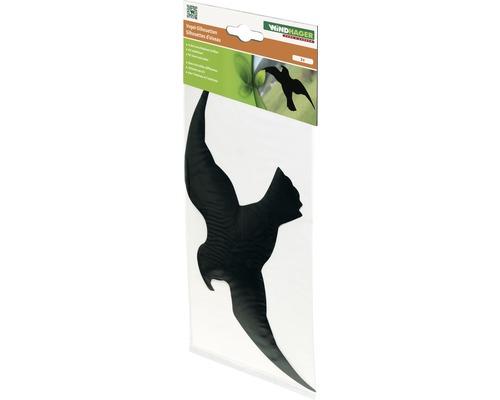 Épouvantail silhouette Windhager autocollant noir 3 pièces Paquet de trois silhouettes d''oiseaux pour éloigner les oiseaux