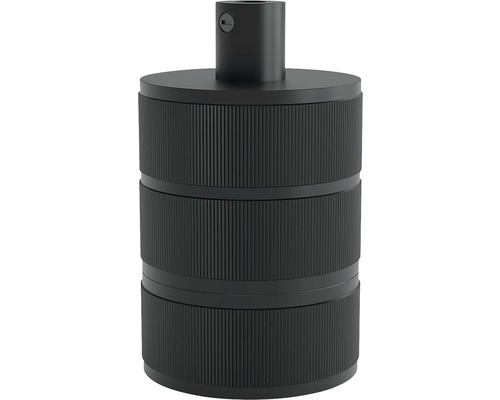 Schwarze Lampenfassung mit geriffelter Oberfläche