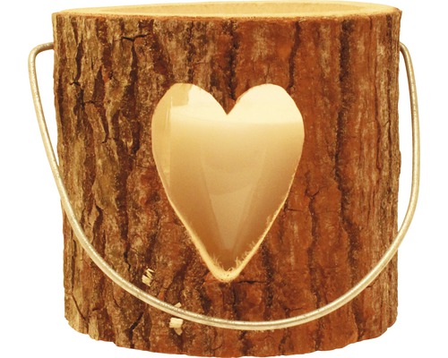 Windlicht Holz Herz Ø 18 H 15 cm Windlicht Holz Herz Ø 18 H 15 cm