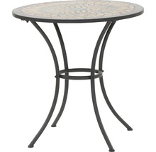 Table de jardin ronde avec plateau en mosaïque et structure en métal