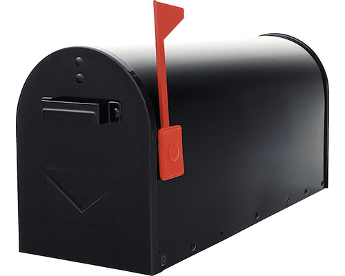 Boîte aux lettres avec drapeau de signalisation rouge