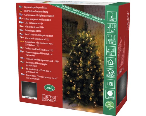 Emballage d''un ensemble de bougies de Noël à LED pour l''intérieur avec 200 lampes