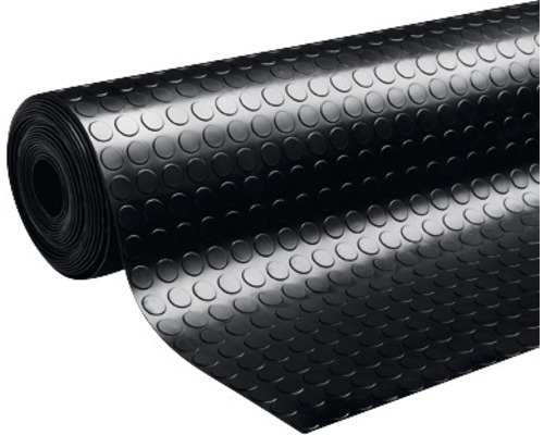 Tapis de couloir en caoutchouc noir 100 cm de large (au mètre) Rouleau de tapis en caoutchouc avec motif à pastilles