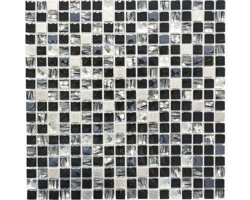 Mosaïque de verre Quadrat Crystal XCMM780 mélange de noir 30x30 cm