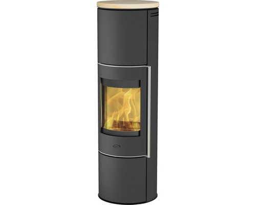 Kaminofen Fireplace Perondi RLU Stahl schwarz 5 kW mit Sandsteinabdeckung Kaminofen mit Steinplatte