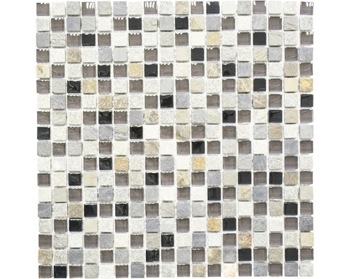 Glasmosaik mit Naturstein XCMM790 mix beige-braun 30x30 cm