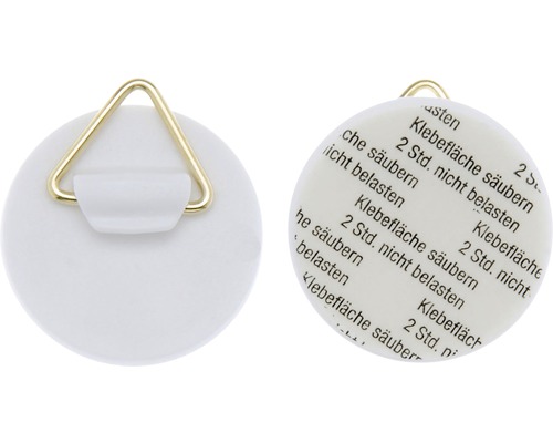 Zwei runde Klebehaken zur Befestigung von Bildern