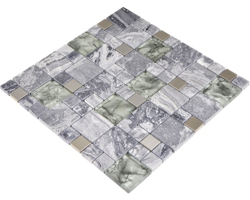 Mosaïque en marbre, verre et métal