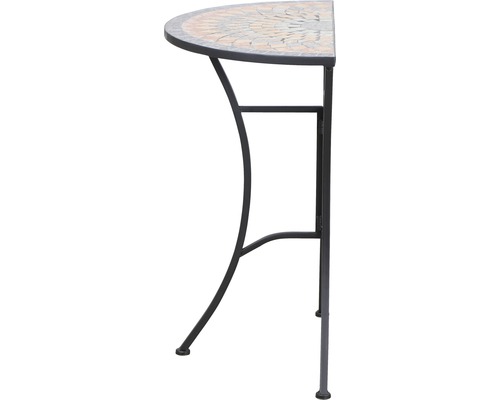Table en mosaïque en demi-lune avec cadre en métal