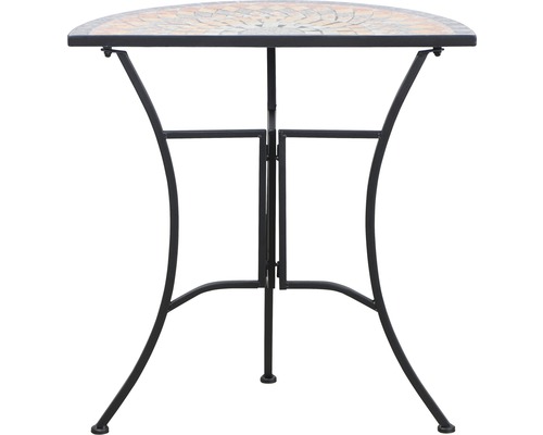 Table de jardin demi-ronde avec motif mosaïque et structure en métal