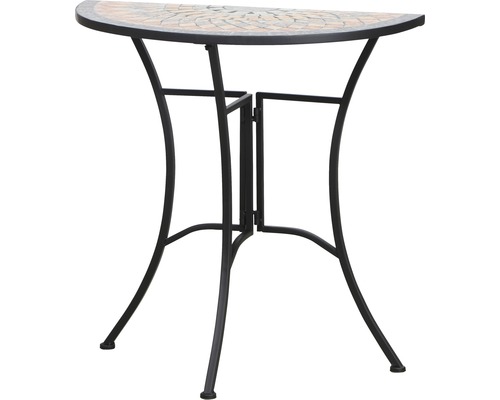 Table de balcon Siena Garden Prato pierre aspect mosaïque 70x35x71 cm gris