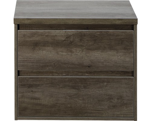 Meuble sous vasque sanox Porto lxhxp 70x59x50 cm nebraska oak avec plan de toilette