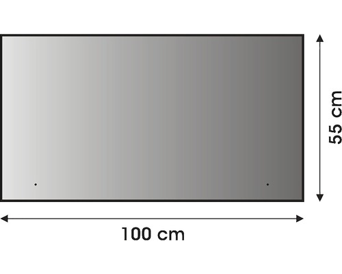 Miroir rectangulaire, 100 centimètres sur 55 centimètres