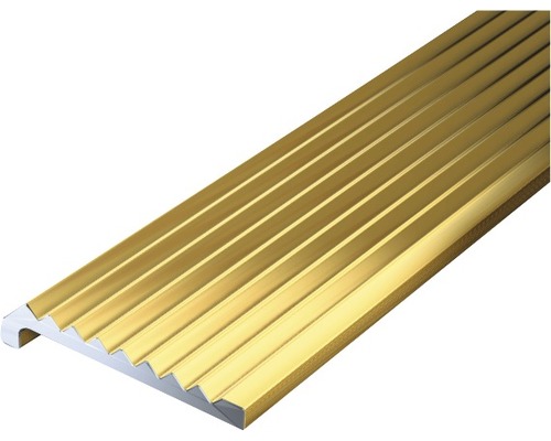 Treppenprofil Aluminium gold 23 x 6,3 x 2 x 2 mm 2 m Treppenkantenprofil aus Metall mit geriffelter Oberfläche