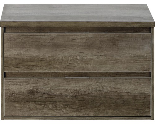 Meuble sous vasque sanox Porto lxhxp 90x59x50 cm nebraska oak avec plan de toilette