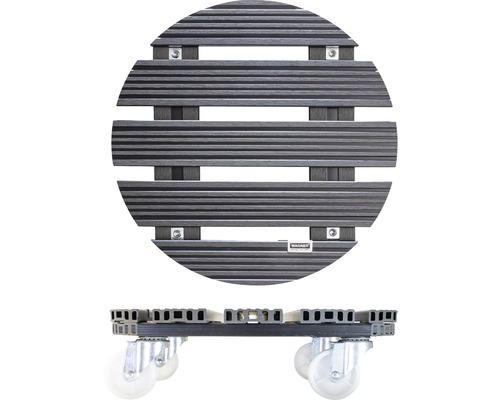 Support à plantes rond en bois avec roulettes