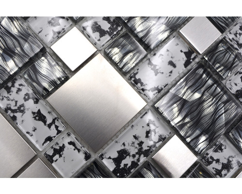Mosaïque en verre et acier inoxydable