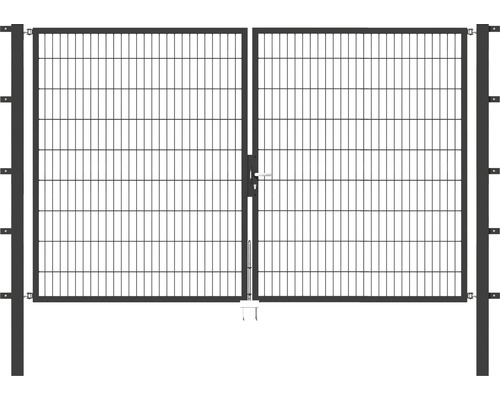Portillon grillagé double ALBERTS Flexo 300 x 180 cm y compris poteaux 8 x 8 cm anthracite