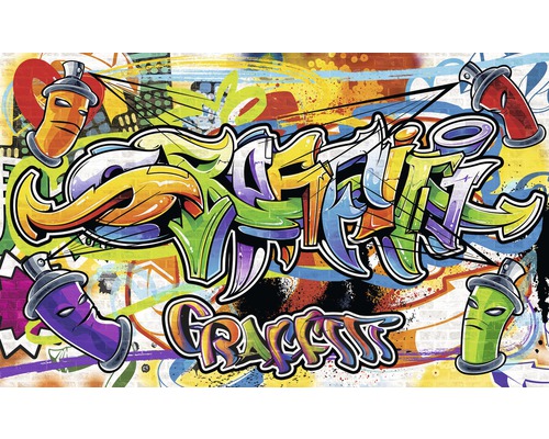 Papier peint panoramique intissé Graffiti multicolore 312 x 219 cm