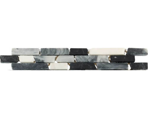 Frise en marbre CM-57103 anthracite 30.5x4.9 cm Mosaïque en pierre naturelle pour revêtements muraux et de sol
