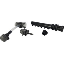 Accessoires pour systèmes d''irrigation, comprenant un tuyau, des raccords et des bouchons.