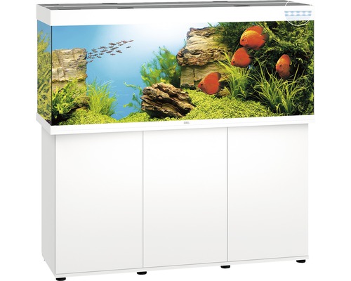 Aquarium mit Unterschrank, Fische, Pflanzen und Dekoration