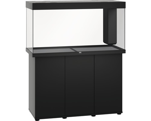 Aquarium noir avec meuble bas pour le rangement