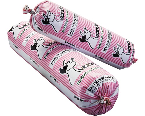 Zwei Rollen Buon Viando Naturliches Schweinefleisch für Hunde und Katzen