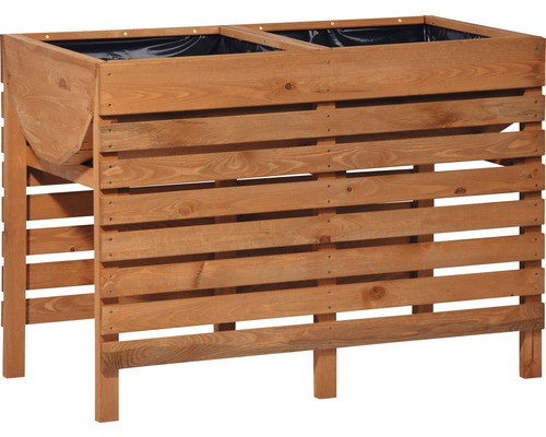 Jardinière surélevée en bois avec deux zones de plantation