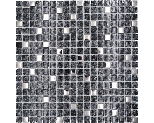 Glasmosaik Quadrat XIC1099 mix schwarz-silber 30x30 cm