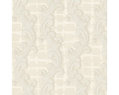 Papier peint intissé 56104 Padua Ornement beige Papier peint avec motif floral en volutes et fond graphique