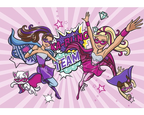 Illustration avec deux superhéroïnes, un chat et un chien portant des masques