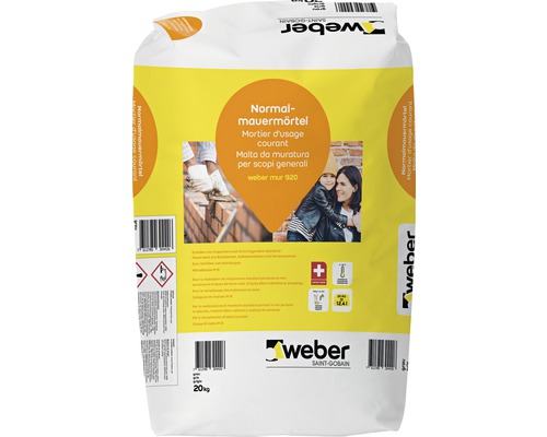 Weber mur 920 mortier de maçonnerie à base de ciment 20 kg